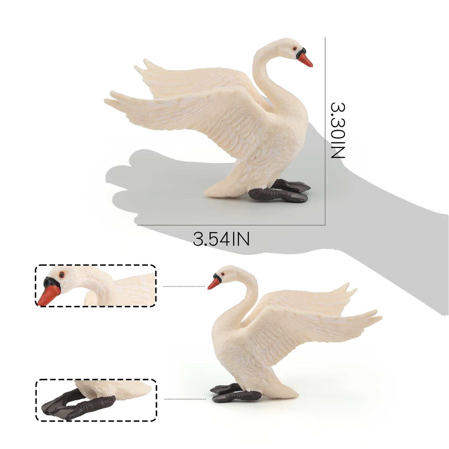 LC JoyCre Goose Swan 3.5 Inch White Swan Figurine Animal Figure for Toddlers Preschool Education Project Diorama Model for Kids