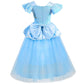 Fengligoo Blue Princess Costume Dress For Girls Kids Halloween Cosplay Party Outfit 7-8 Years