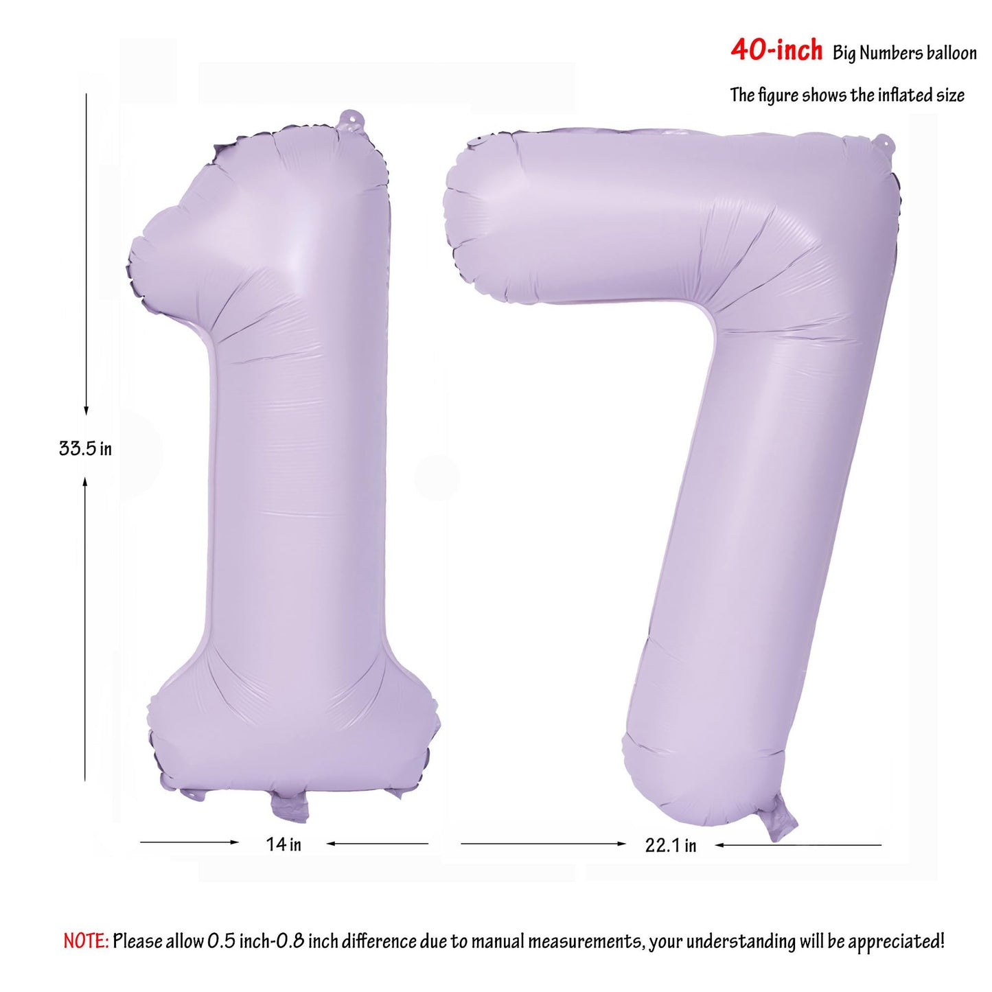 40 In Matte Purple Number Balloons Helium Foil Mylar Balloon Birthday Party Banquet Decoration Digital 17