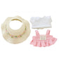 LYBHYQTII Doll Clothes for 17cm Dolls  enhanced Handmade Cute Doll Dress 3 Piece Set Including a Weaving Hat  Camisole Dress and White T-Shirt with High-End Dolls Accessories for Play & Display - Pink