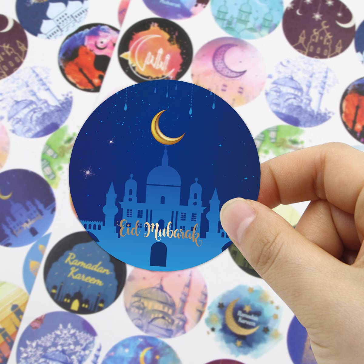 Eid Al-fitr Stickers 240 Pcs Ramadan Kareem and Eid Stickers Sheets Gift Tag Al-fitr Sticker for Kids