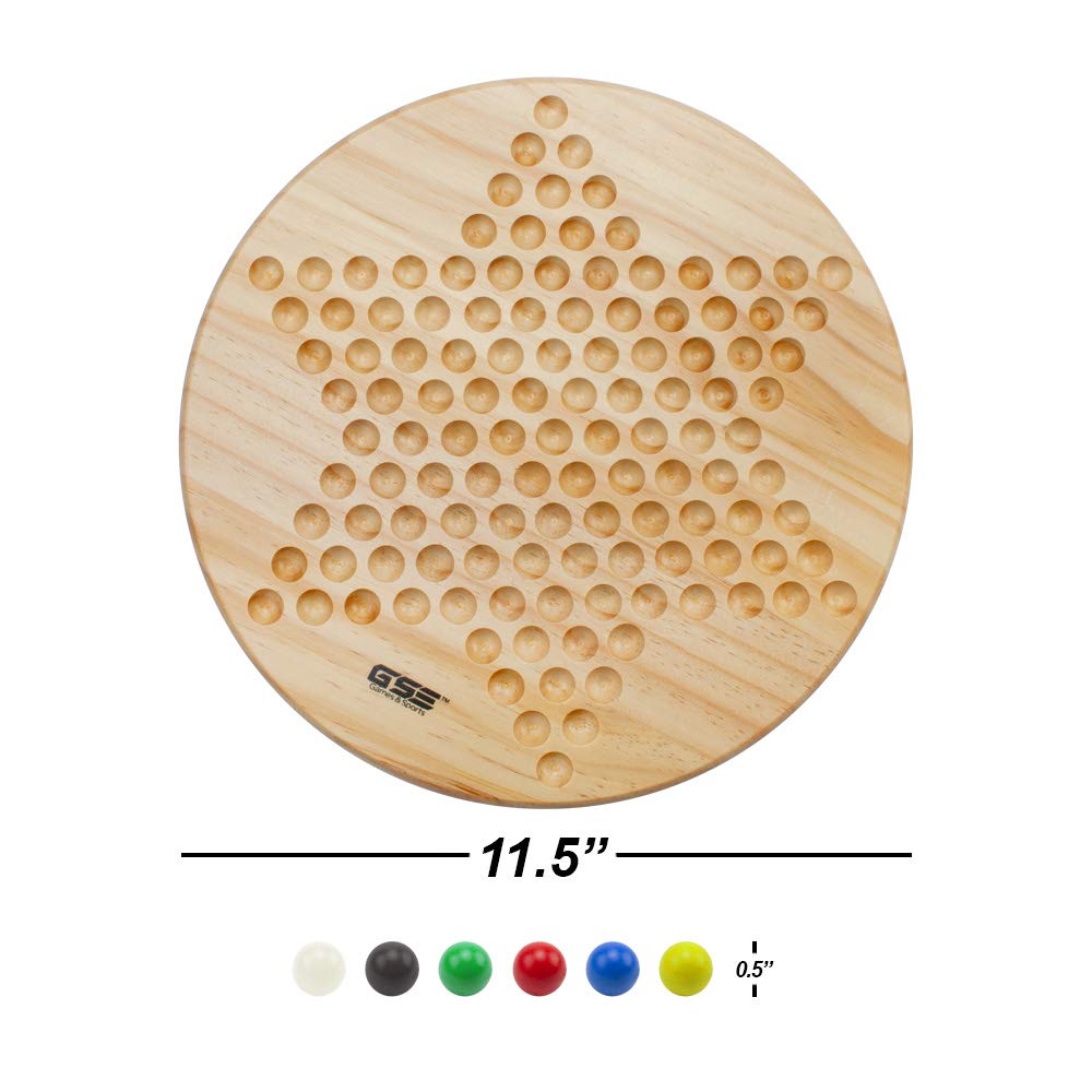 Gse Games & Sports Expert 11.5' Natural Wood Chinese Checkers Board Game Set With 66 Colorful Wooden Marbles, Classic Strategy Family Board Game For Kids & Adults