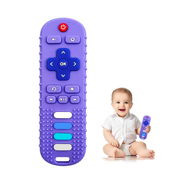 Robbear Baby Teething Toys, Soft Silicone Teethers For Babies 3 6 12 18 Months, Tv Remote Control Shape Infant Chew Toys For Boy