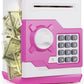 Playsheek Piggy Bank For Girls Boys Large Electronic Money Coin Banks With Password Protection, Automatic Paper Money Scroll Saving Box, Great Gift For Kids (Pink-White)