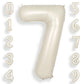 Suwen 40 Inch Cream White Large 7 Number Balloons Big Foil Helium Number Balloons 0-9 Jumbo Happy 7Th Mylar Birthday Party Decor