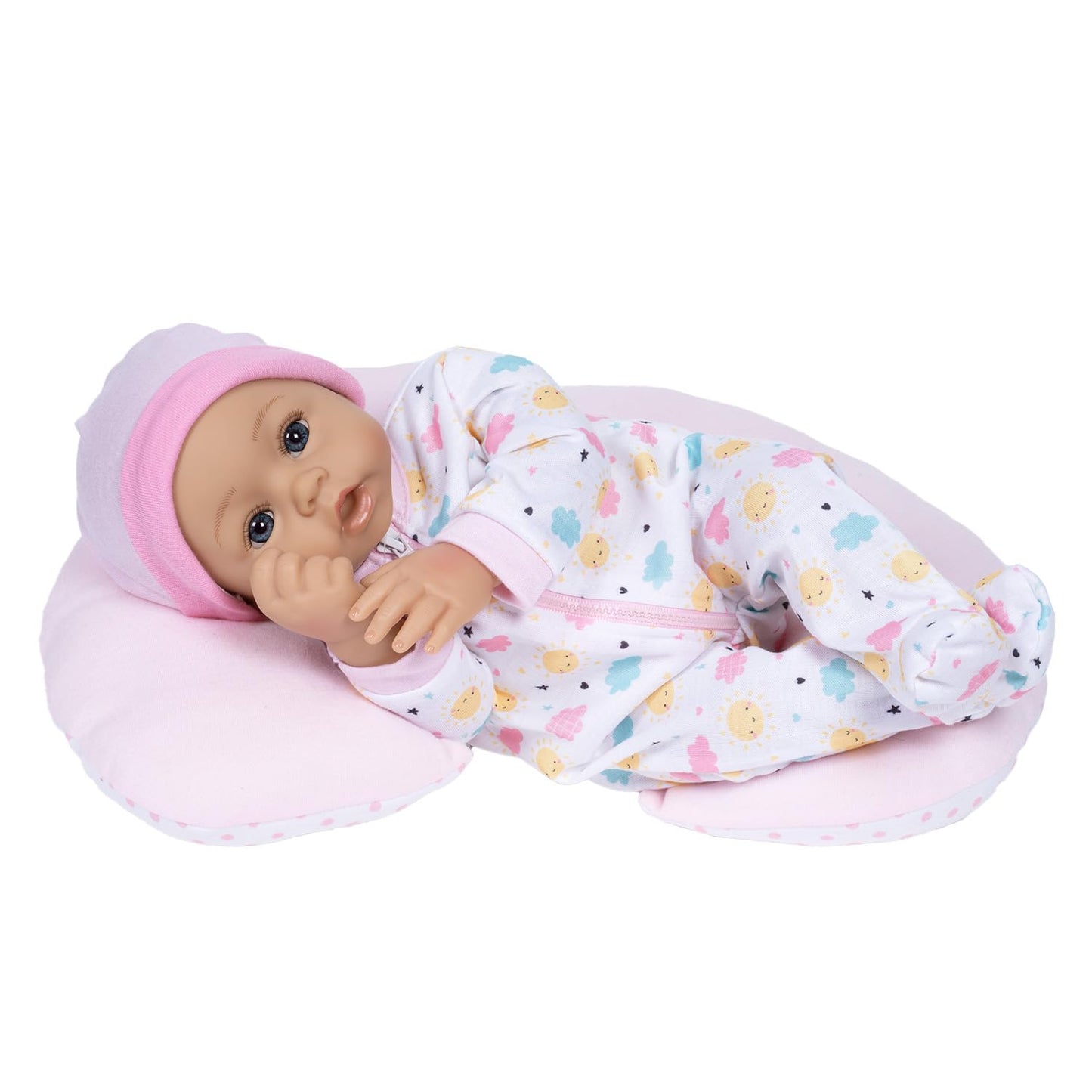 Adora Sunshine, 14” Realistic Doll With Feeding Pillow Set With Accessories Including Sun-Printed Onesie, Beanie, Pacifier, Feeding Pillow, Diapers And Milk Bottle Birthday Gift For Ages 3+