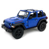 KiNSMART Jeep Wrangler Rubicon 5" Off Road Die Cast Model Toy Car - Blue Metal Replica