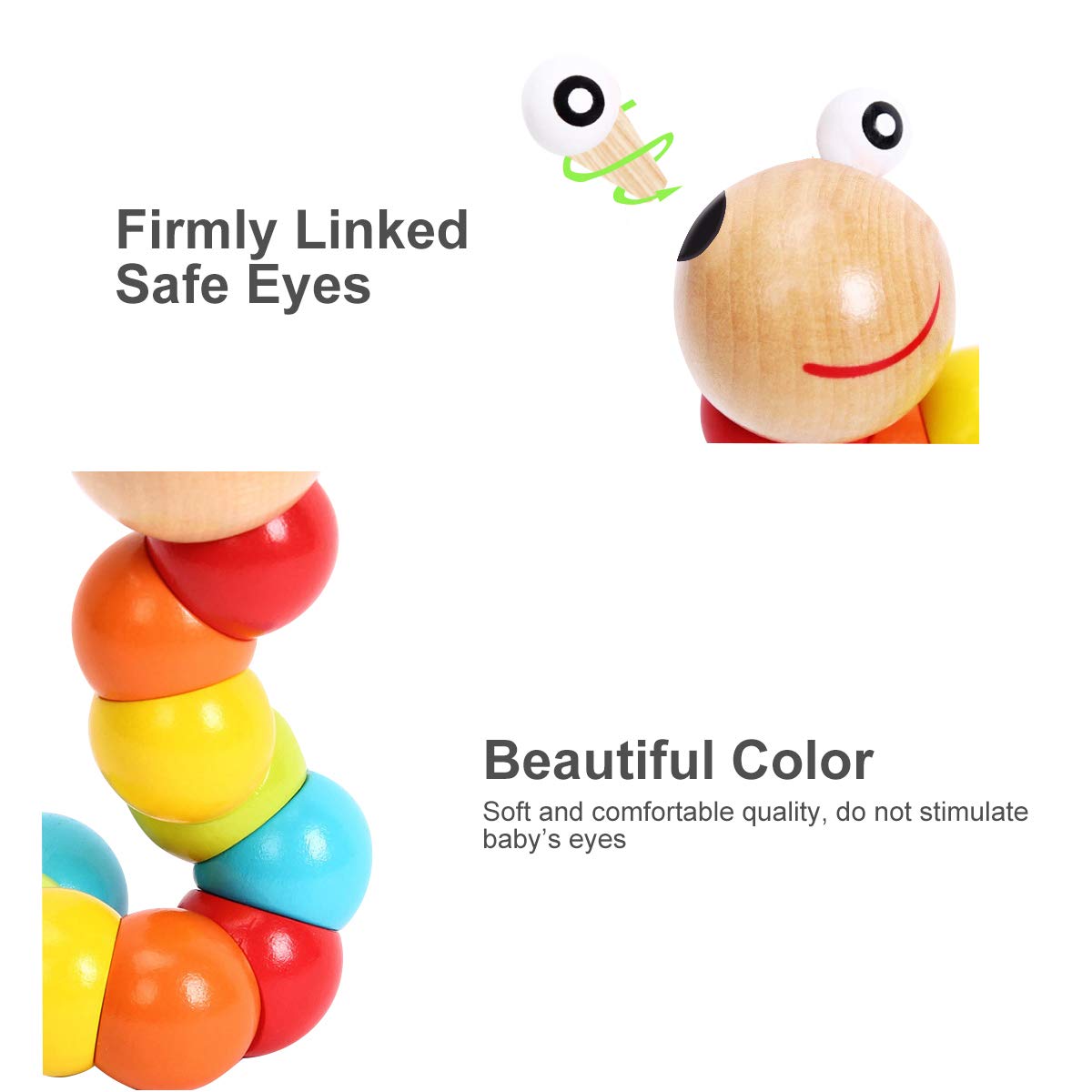Figetget Baby Toys 6 To 12 Months, 12-18 Months, 3-6 Months Developmental, Tummy Time Toys Crawling Toys - Infant Toys - Caterpillar Twisting Baby Boy And Baby Girl Toys (2 Pack) (Rainbow)
