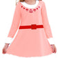 Christmas Pink Dress For Girl Long Sleeve Funny Printed Xmas Tshirt Dress Jovi Elf Swing Dresses 5-6 Years