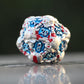 Dndwow Big Metal Skull D20 Dice Silver Bloody Red Blue For Role Playing Games - Bksbr