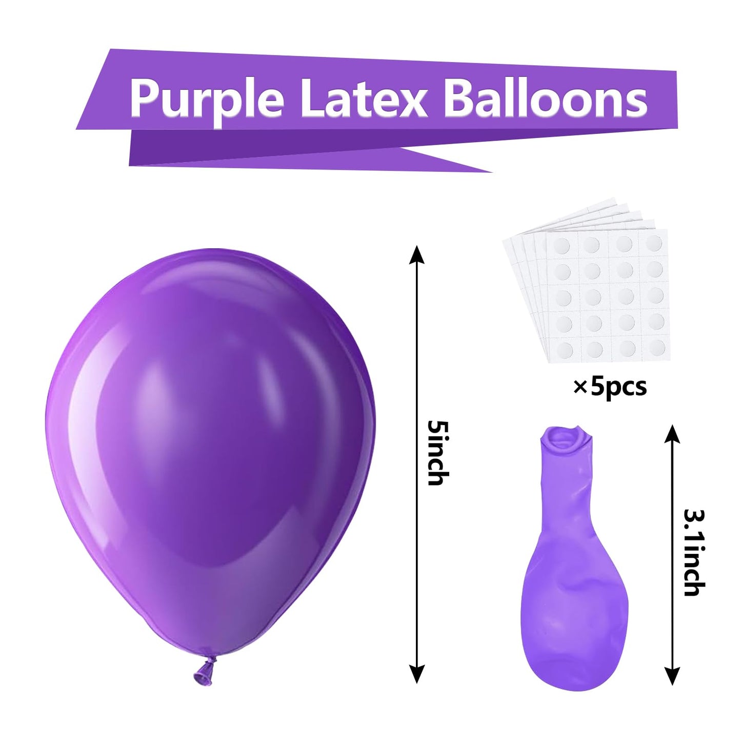 Bezente Purple Balloons Latex Party Balloons - 150 Pack 5 Inch Matte Small Purple Helium Balloons For Birthday Wedding Baby Show