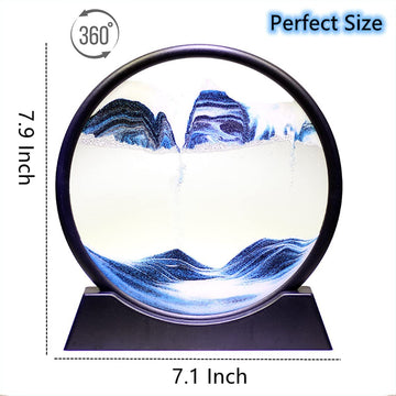 Moving Sand Art Picture, Round Glass 3D Deep Sea Sandscape In Motion Display, Flowing Sand Frame, Sensory Relaxing Desktop Home Office Work Desk Decor