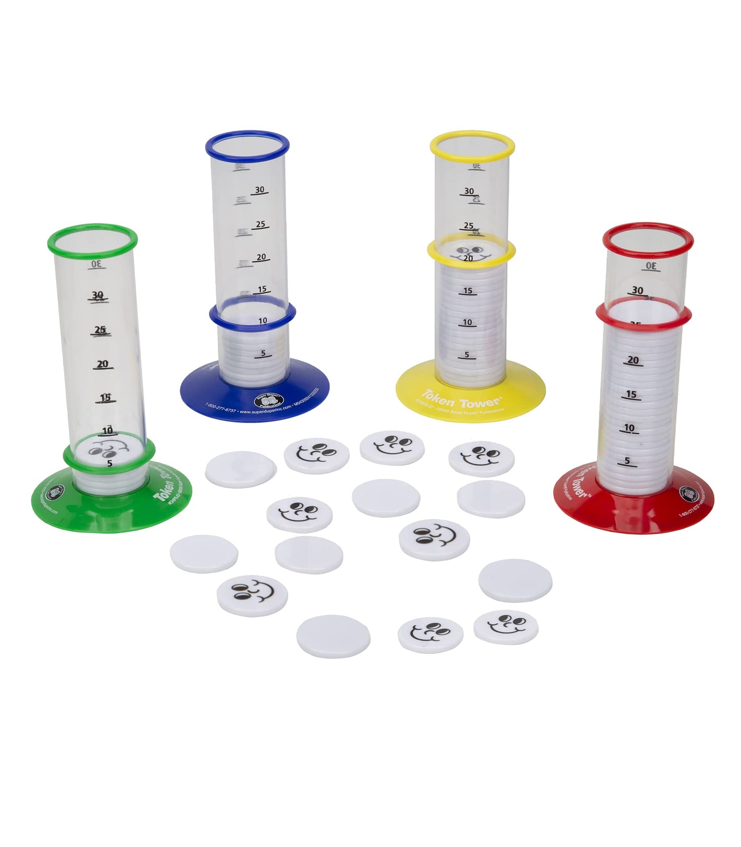 Super Duper Publications Token Towers Manipulative - Medium Multi-color Plastic Educational Resource (Model CHIPS-22)