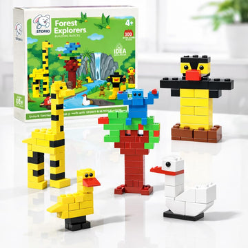 Storio Forest Explorers 300+ Pcs Jungle Safari Building Blocks Set For Kids | Diy Construction Toy For Boys & Girls | Educationa