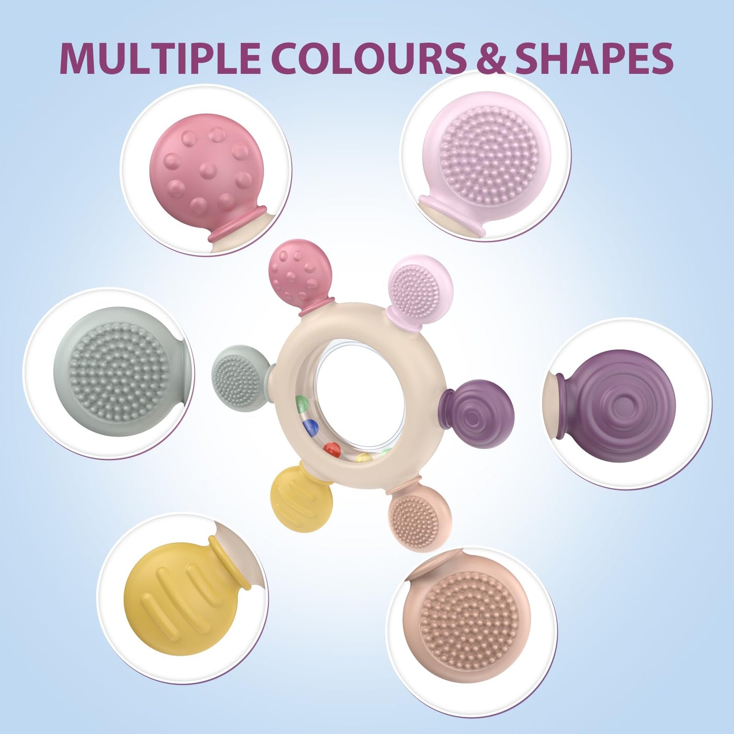 akolik Teething Toys for Babies  Baby Teethers Toy Teething Ring Silicone  Grasping Teething Toy  BPA Free Teething Newborn Accessories for Baby 0 3 6 9 12 18 Months (Ringer Pink)