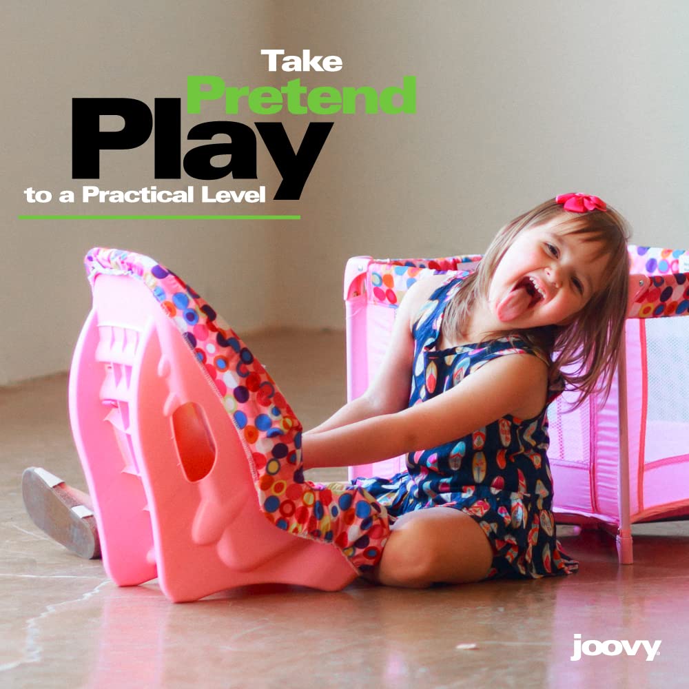 Joovy Toy Booster Seat & Functional Doll Car Seat Featuring Crash-Tested Latch System For Safety, Machine-Washable Cover For Easy Cleaning, And Five-Point Harness - Fits Dolls 12” To 22”, Pink