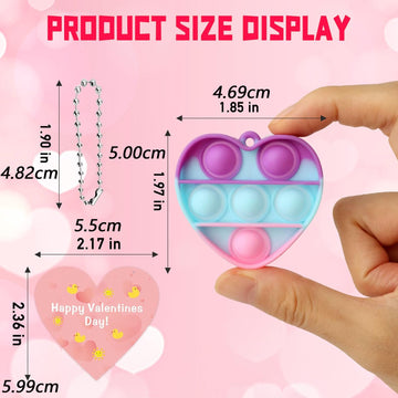 Jdsty Valentines Day Gifts For Kids,24 Mini Pop Bubbles Bulk With Keychain,Stress Relief Sensory Fidget Pack For Kids School Cla