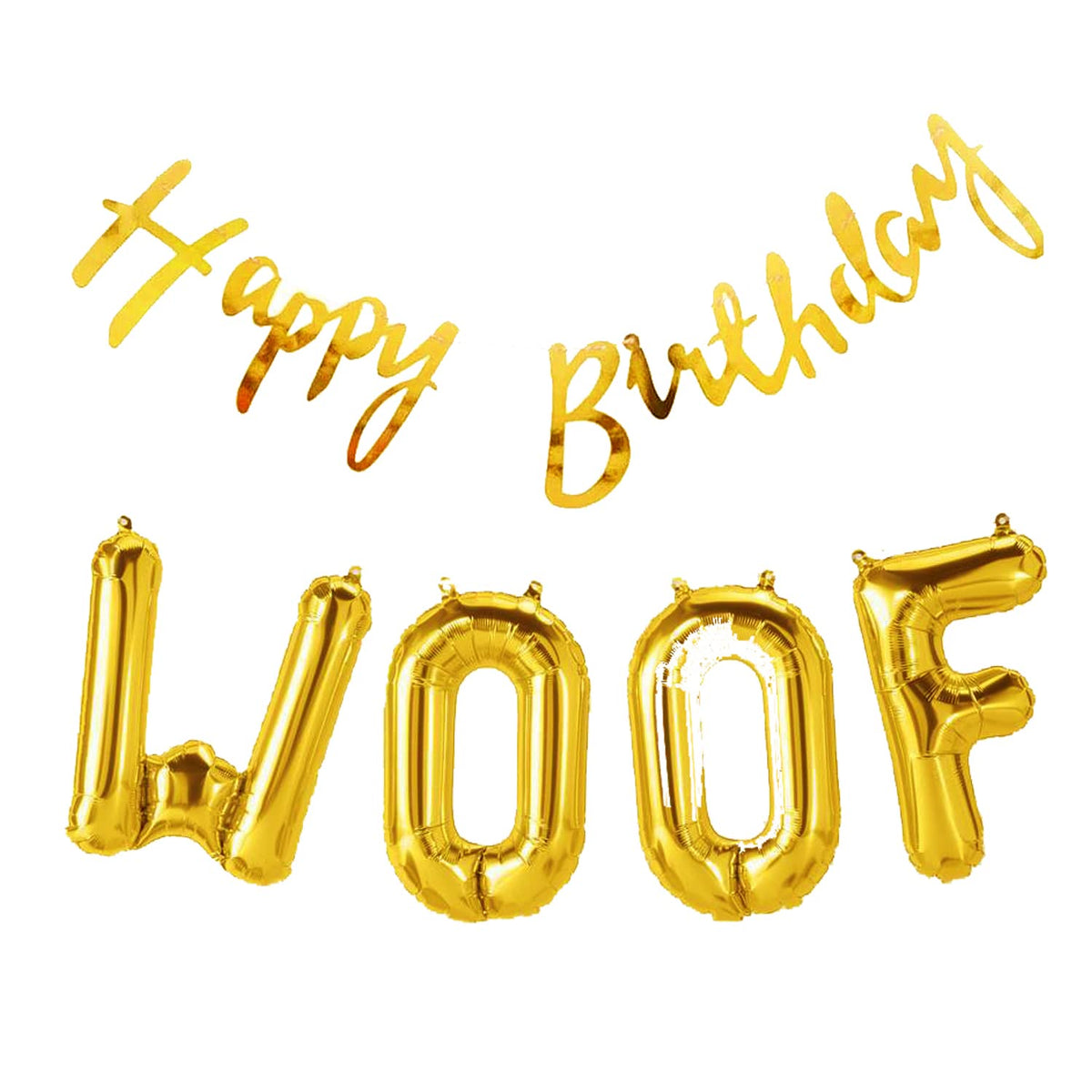 Propsicle Dog Happy Birthday Golden Cursive Banner And Woof Foil Letter Balloon Puppy Birthday Theme Balloon Decoration Party Ba