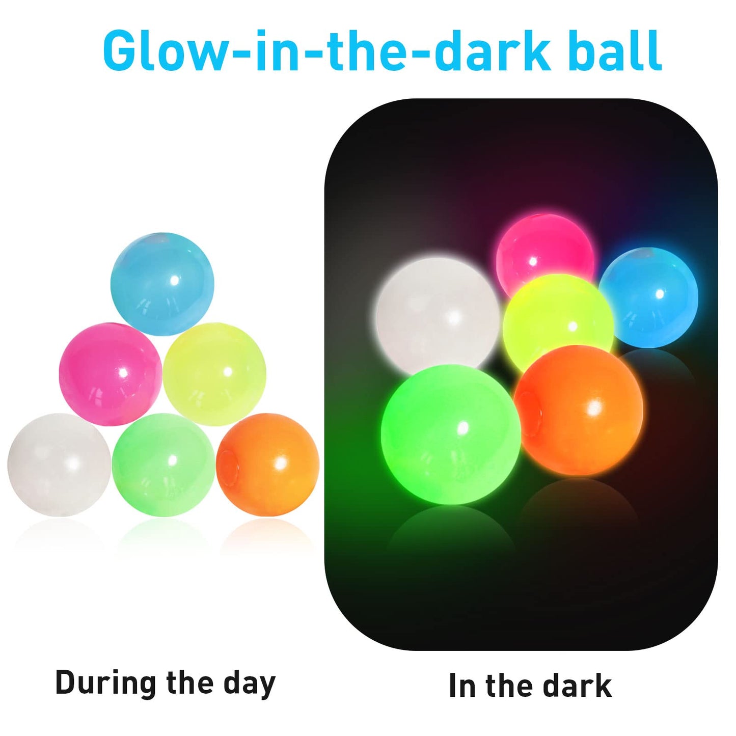 12 Pcs Ceiling Balls Glowing Sticky Balls, Stress Balls Glow In The Dark Toys, Luminous Stress Relieving Balls Fun Decompression