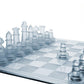 Gamie enhanced Glass Chess Set  14 Inch - Elegant Design - Durable Build - 32 Frosted and Clear Pieces - Felted Bottoms - Easy to Carry - Stable & Fully Functional for Chess Lovers