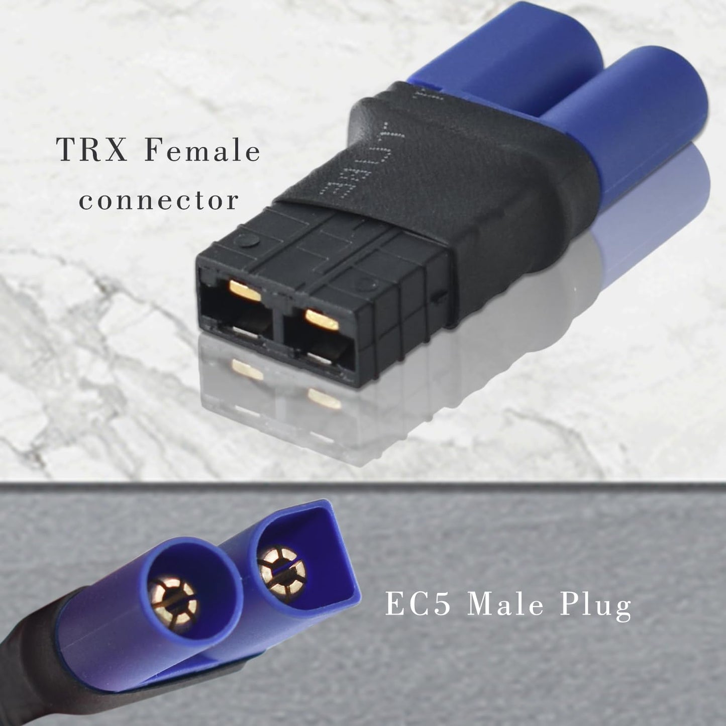 2 Pair RC LiPo Battery Connector Adapter Compatible with TRX/Traxxas Lipo Battery Plug to EC5 Male Female Connectors ESC Charger