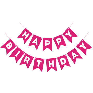 Hot Pink Happy Birthday Banner Birthday Sign For Backdrop Happy Birthday Decorations For Women Girls Kids Birthday Party Wall Door Garland Bunting Banner Hot Pink Party Supplies