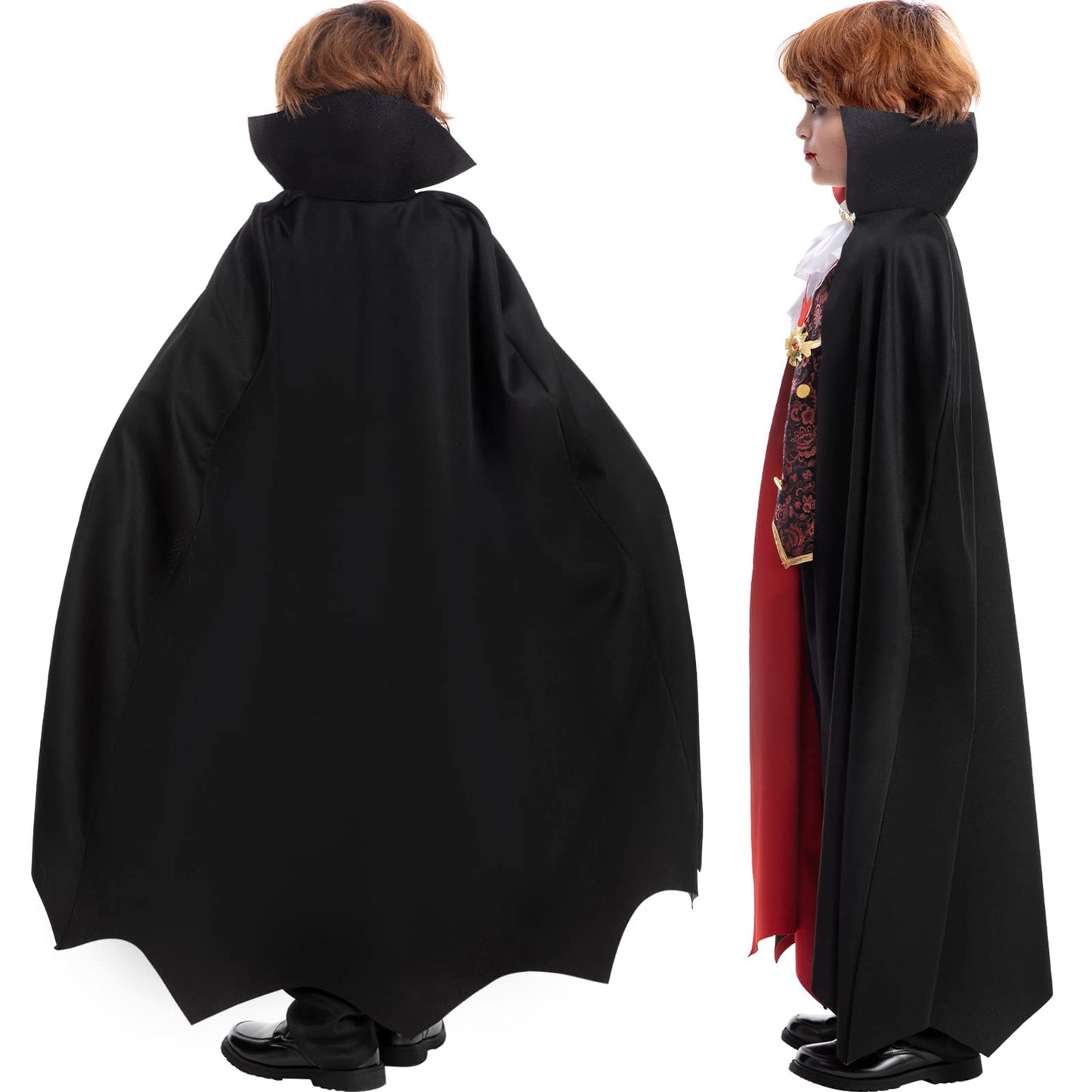 Fooecor Vampire Costume For Boys Scary Halloween Party, Vampire Teeth Cosmetic Kit Included