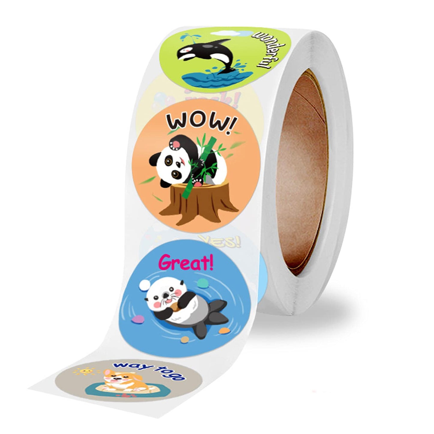 Aisatisforu Cute Animal Reward Stickers For Teachers, Motivational Incentive Stickers For Kids, 500 Pieces Roll 1 Inch Round 8 D