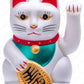 Battery Operated Feng Shui Lucky Cat Gold With Waving Arm, 5-Inches (High), White
