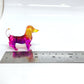 Sansukjai Dachshund Miniature Figurines Dog Animals Hand Blown Glass Art Gold Trim Collectible Gift Decorate (Pink Yellow)