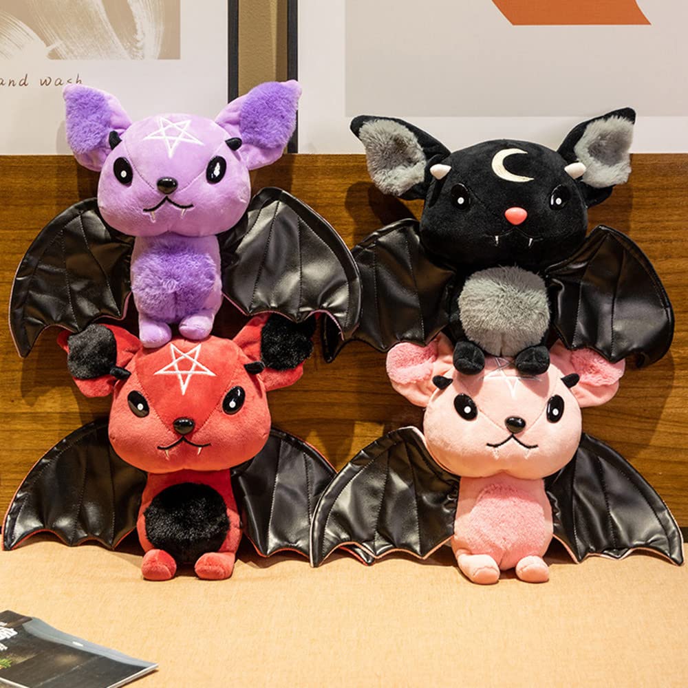 Natureman Bat Plush Stuffed Animal Toys,Halloween Black Bat Decor Soft Hugging Plush Doll Toy Gifts,For Kids Birthday, Halloween, Christmas (Pink,11.8Inch)