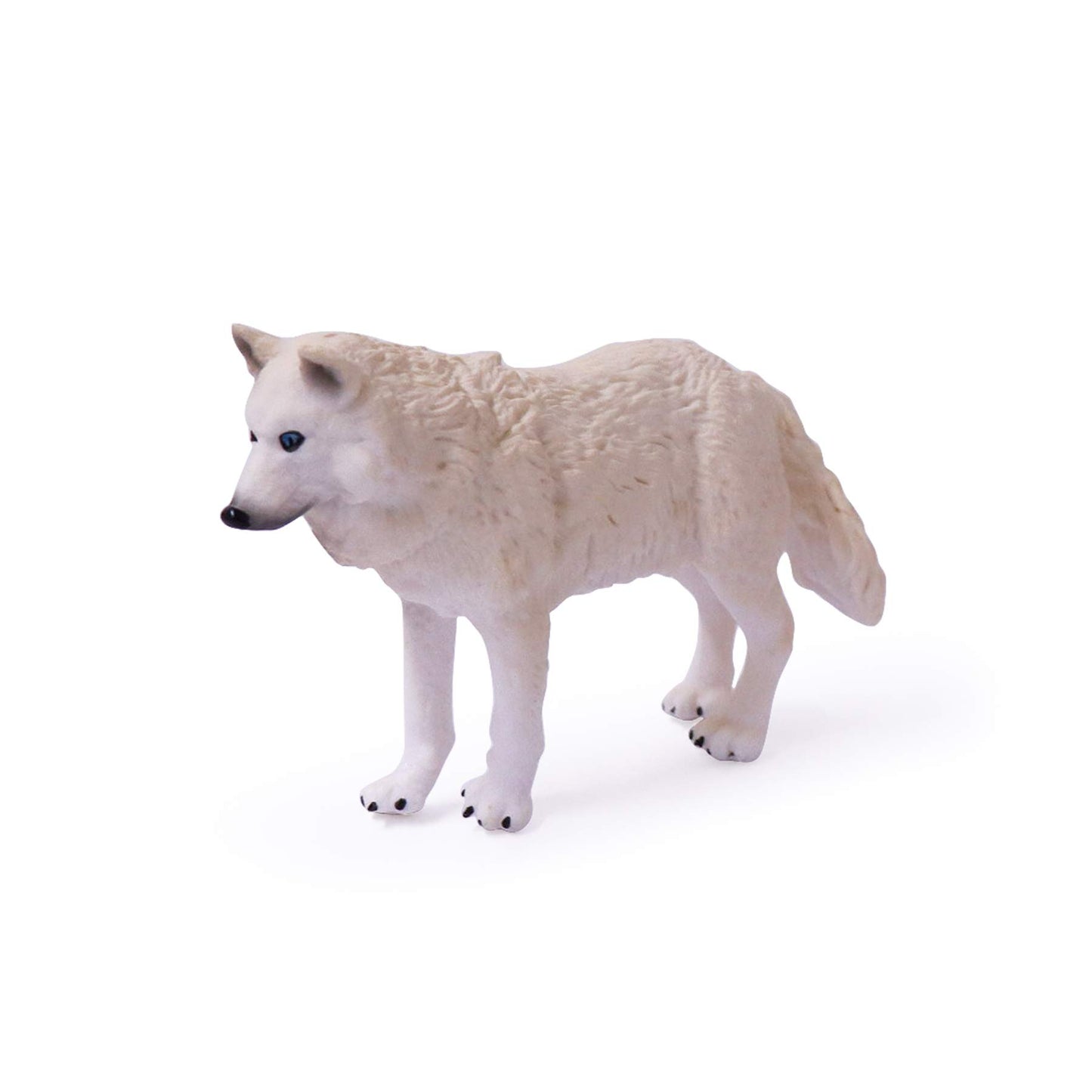 Uandme 4Pcs Wolf Toy Figurines Set Arctic Wolf Animal Figures White Wolf Family Cake Topper Toy Gift For Kids (White)