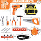 Playkidiz 20Pcs Kids Tool Set - Kids Tool Belt with Electronic Drill Toy, Pretend Construction Durable Toddler Tool Set for Boys