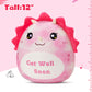 Wewill 12'' Get Well Soon Dinosaur Soft Plush Pillow, Pink Triceratops Stuffed Toy