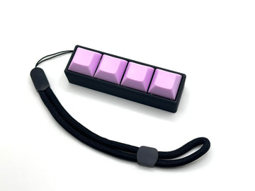 Four-Button Clicky Mechanical Switch Fidget Toy | Stim Toy, Stress Relief, Adhd (Black Base, Light Purple Keycaps)