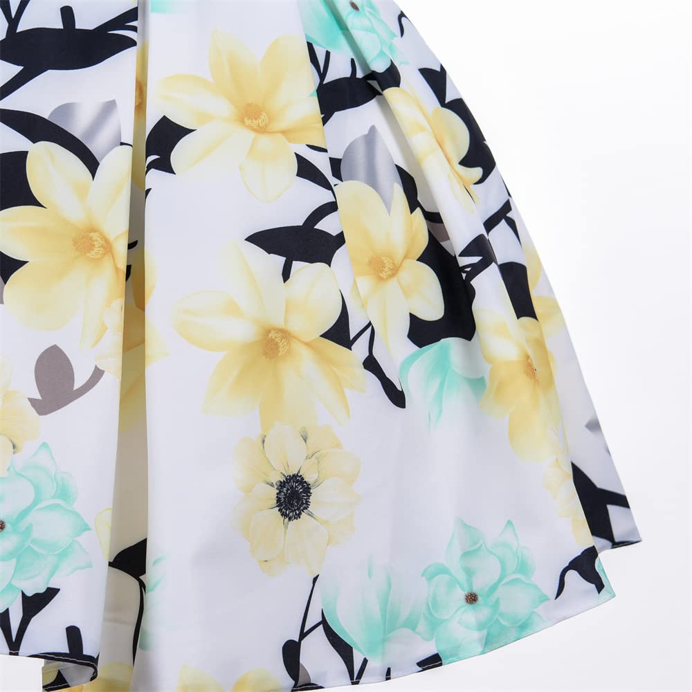 Cosplay Life Floral Dress for Girls and Young mature-themeds Fashion Flower Waistline Kids Party Festival Dress Ages 5-9 Years Old (Yellow  9YRS)