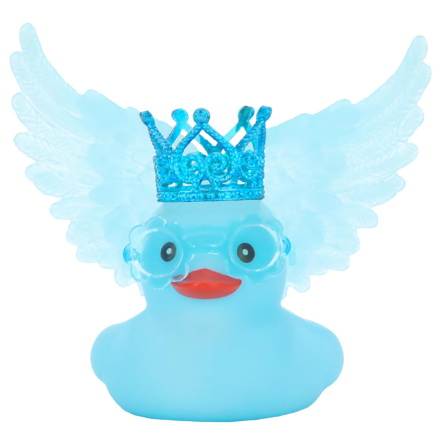 AOT Blue Angel Rubber Duck Car Ornaments Squeaky Duck with Wing,Mini Crown,Sunglasses Car Dashboard Decorations Party Favors Duc