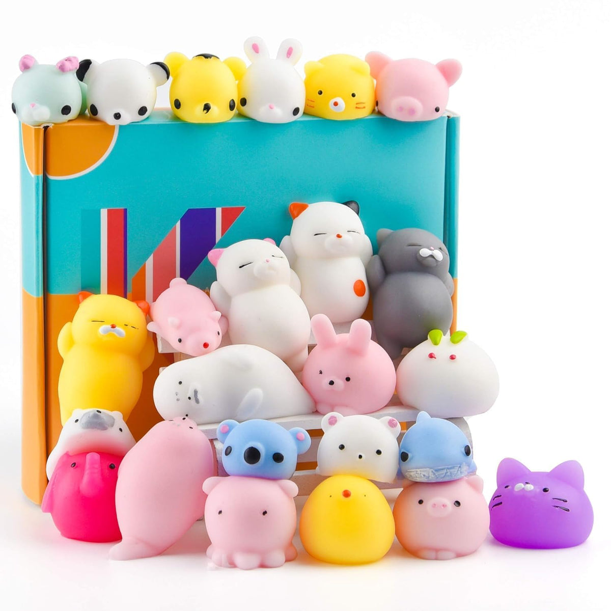 ANAB GI 30Pcs Mochi Squishy Toys Kawaii Squishies Animals Panda Cat Paw Cute Mini Soft Squeeze Stress Reliever Balls Toys Birthd