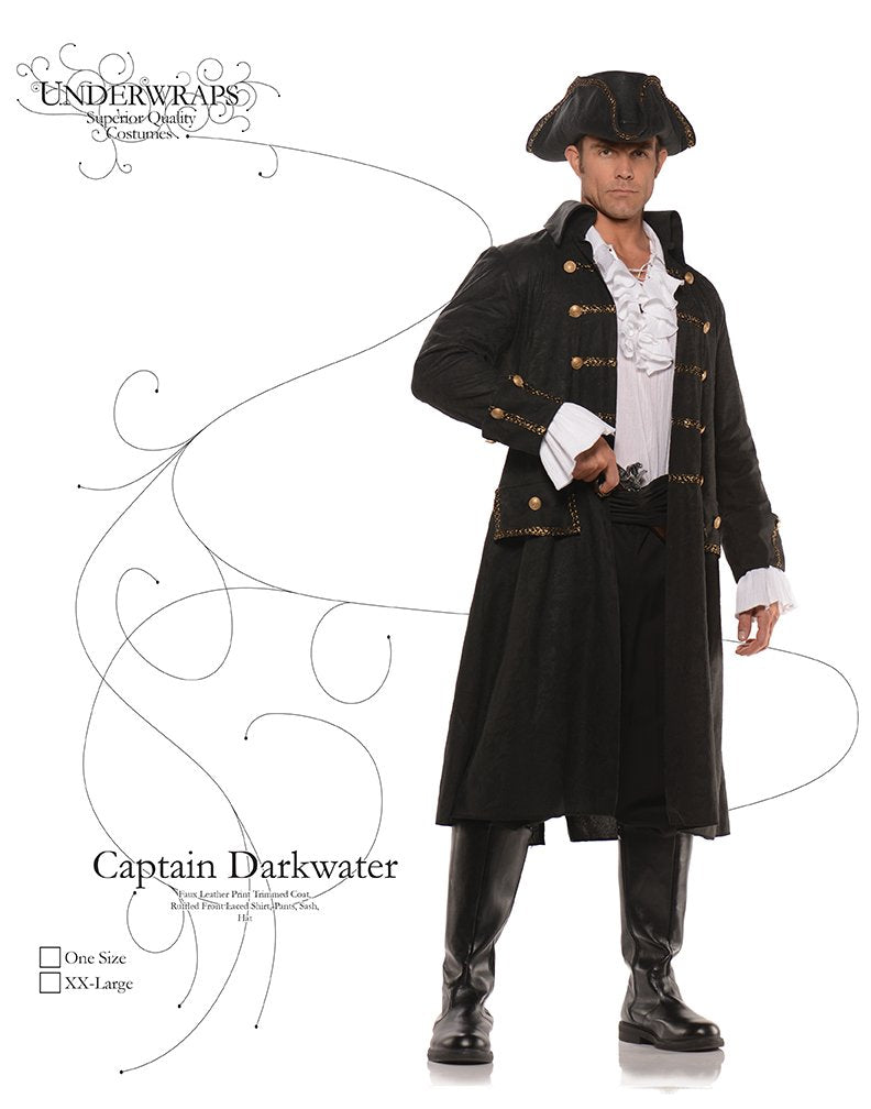 Under Wraps UR28480 Captain Darkwater mature-themed costume  Black - Unisex