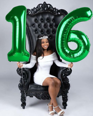 Dark Green Number 6 Balloon 40 Inch, 6Th Birthday Balloon For Boy Girl, Jumbo 16 60 61 65 Foil Mylar Helium Number Balloons Birt