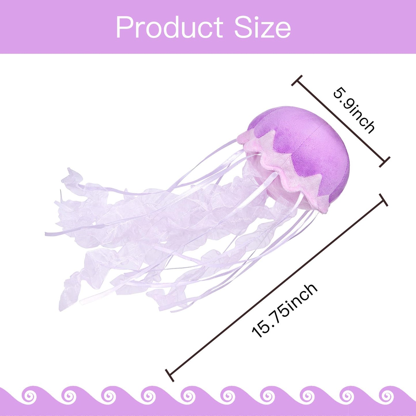 Double Bread Realistic Jellyfish Stuffed Animal, Cute Jellyfish Plush Toy For Birthday Room Decor, Sea Animal Jellyfish Collection Gift For Boys And Girls(Purple)