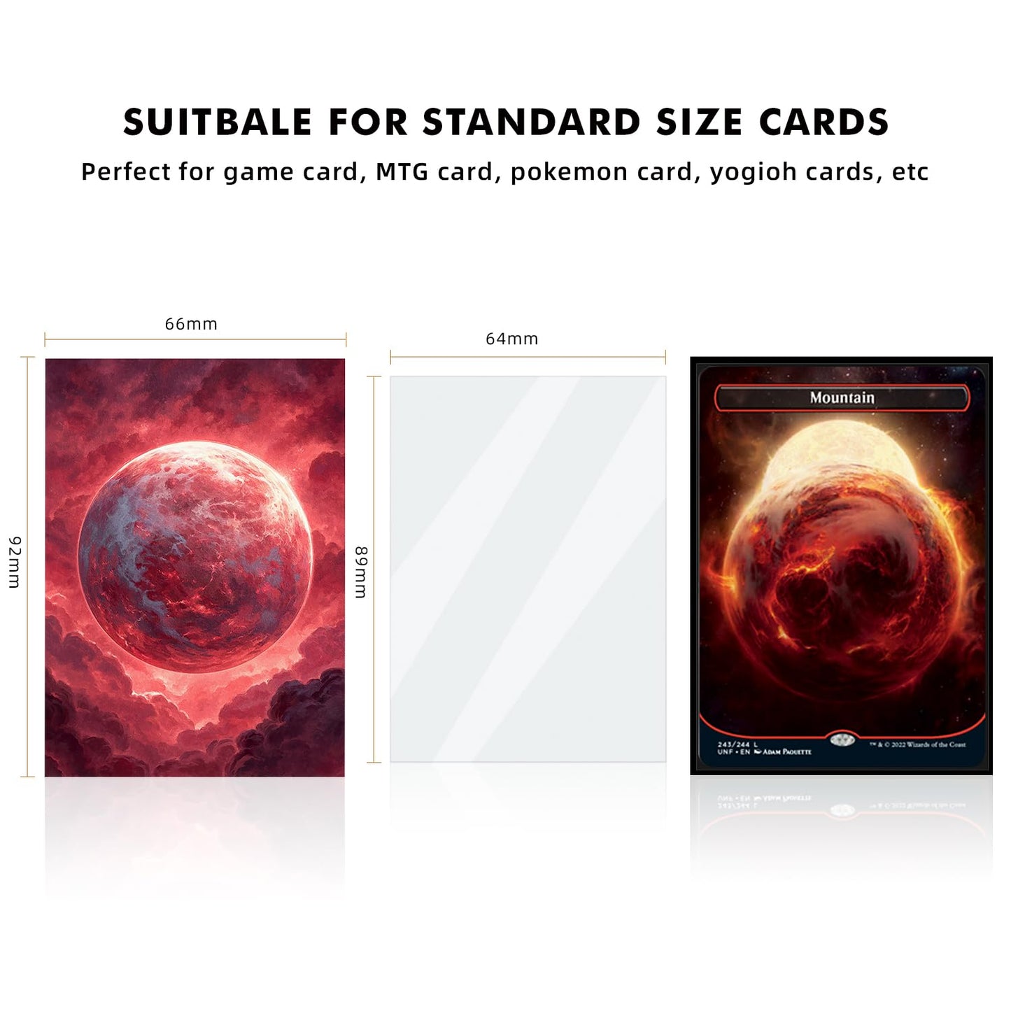 Katomula 100 MTG Card Sleeves - Textured Back Art, Standard Size, Mountain Planet, Plastic, 100 Inner Sleeves