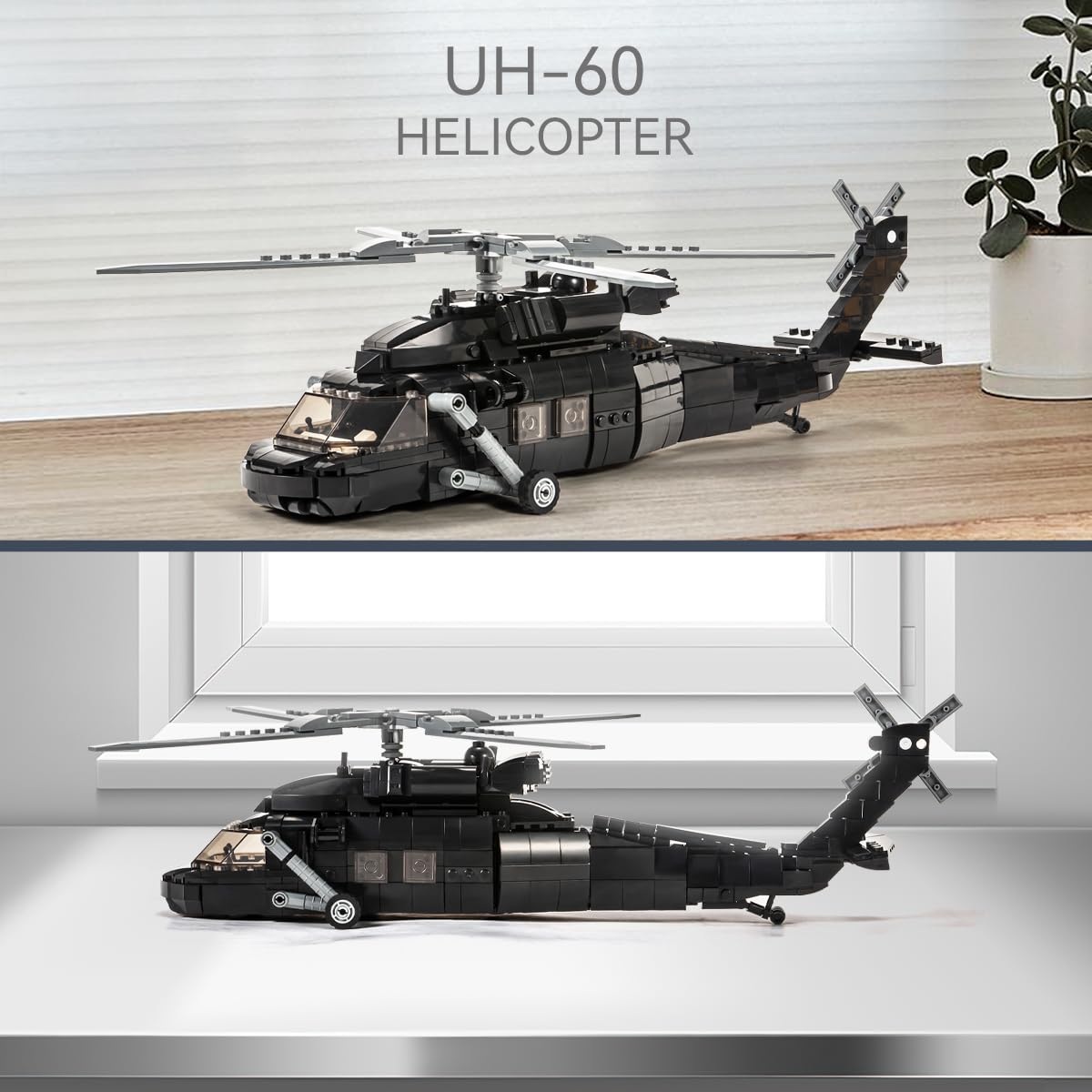 DAHONPA UH-60 Black Hawk Helicopter Building Blocks Set, 660+ Pieces, Plastic Toy for Kids and Adults