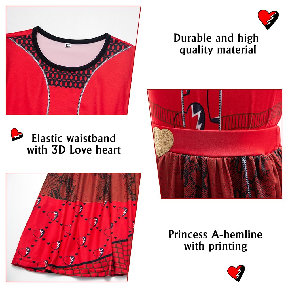 Btonai Girls Red Costume For Kids Rise Red Dress Princess Red Halloween Outfits With Wig And Gloves 3-9Y