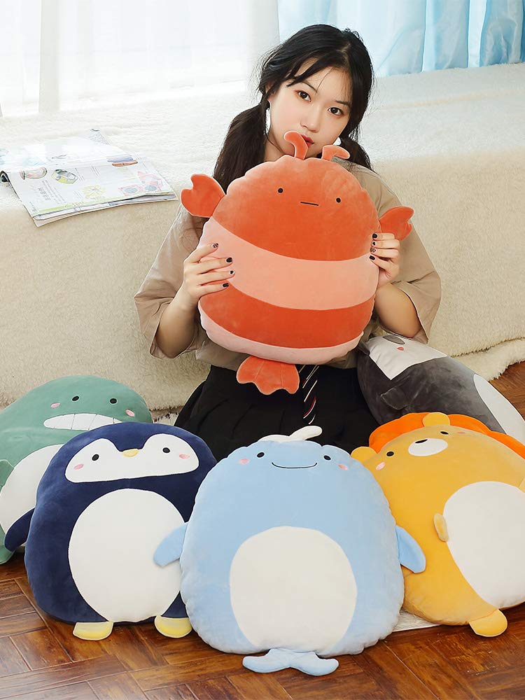 CASAGOOD Soft Flat Penguin Plush Hugging Pillow Cute Navy Blue Penguin Stuffed Animal Plushies Toys Kids Anime Cushion for Birthday  Valentine's Day  Christmas...16.5 Inch