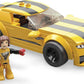 Mega Hot Wheels Building Toy Race Car Playset, 17 Camaro With 89 Pieces, 1 Micro Action Figure Driver, Yellow, Kids Age 5+ Years
