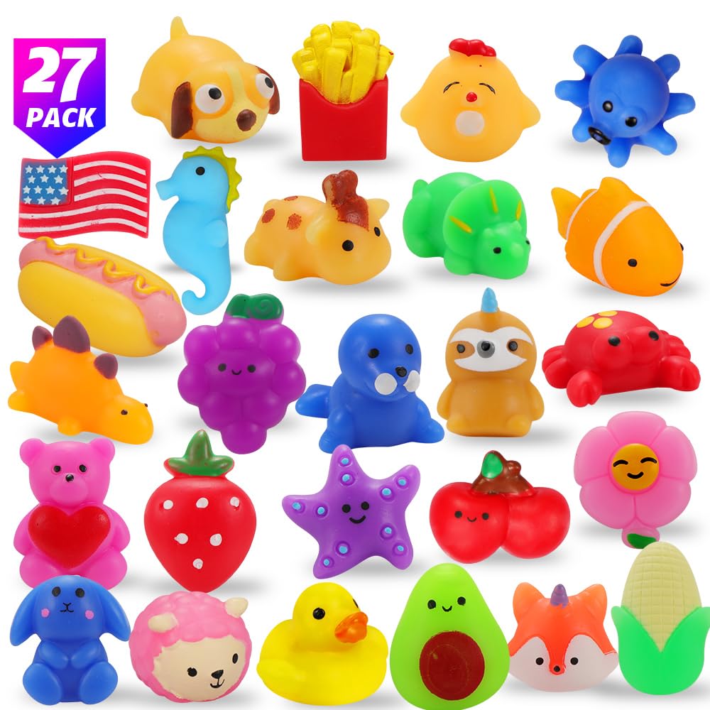 Vnamo Squishy Toys, 27-Pack Squishies Party Favors For Boys Girls Kids, Mochi Mini Kawaii Squishy Fidget Stress Reliever Anxiety