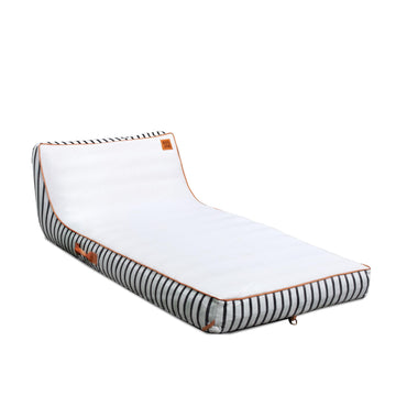 Big Joe Lux Chaise Premium Inflatable Pool Float, Black And White Cape Stripe, Premier Mesh, Durable Uv Protected Polyester Blen