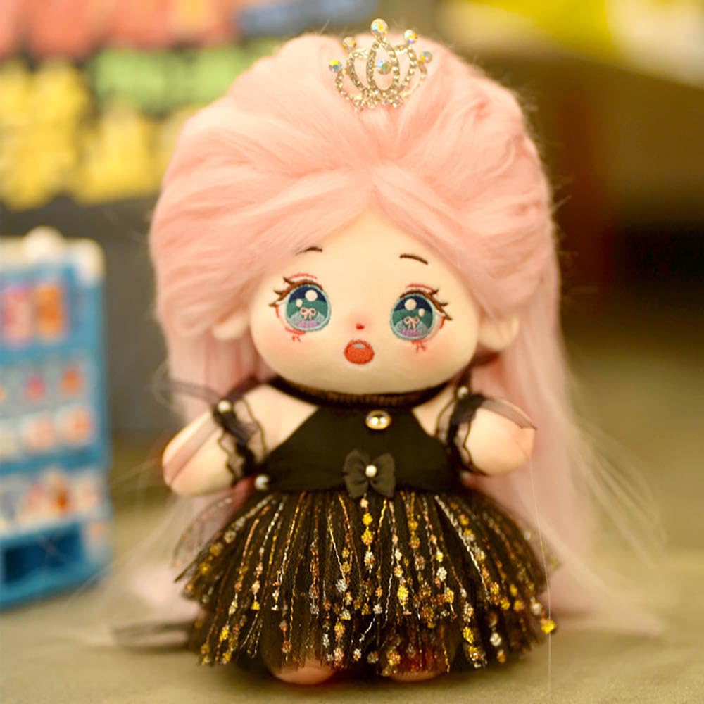Niannyyhouse 20Cm Plush Doll Long Hair Girl Humanoid Stuffed Body No Attribute 8' Normal Body Wearable Clothing Dress Up Gifts (A-40-Without Skeleton)