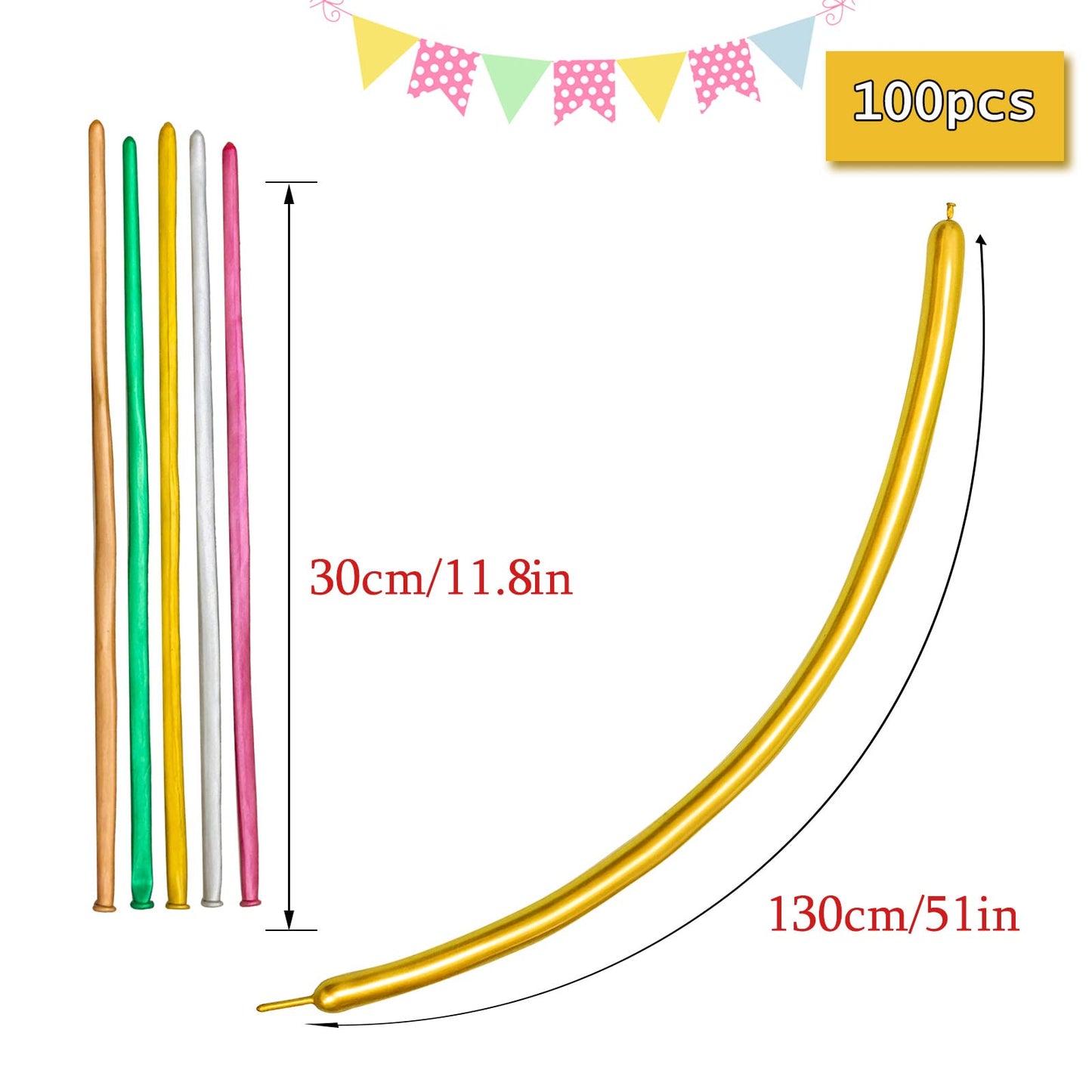 Metallic 260 Gold Long Balloons Chrome 100 Pack Twisting Animal Balloons Thickening Latex Modeling Long Magic Balloons For Anima